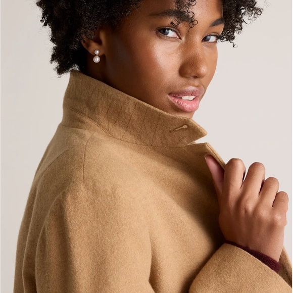 Quince Women’s  Italian Wool Stand Collar Blazer Warm Camel Outerwear M New - Picture 3 of 14